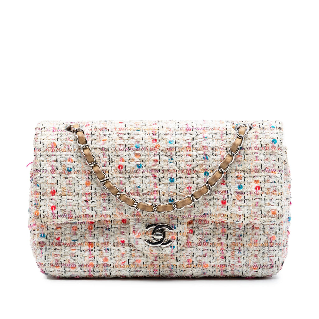 Chanel Medium Classic Tweed Sequins Double Flap