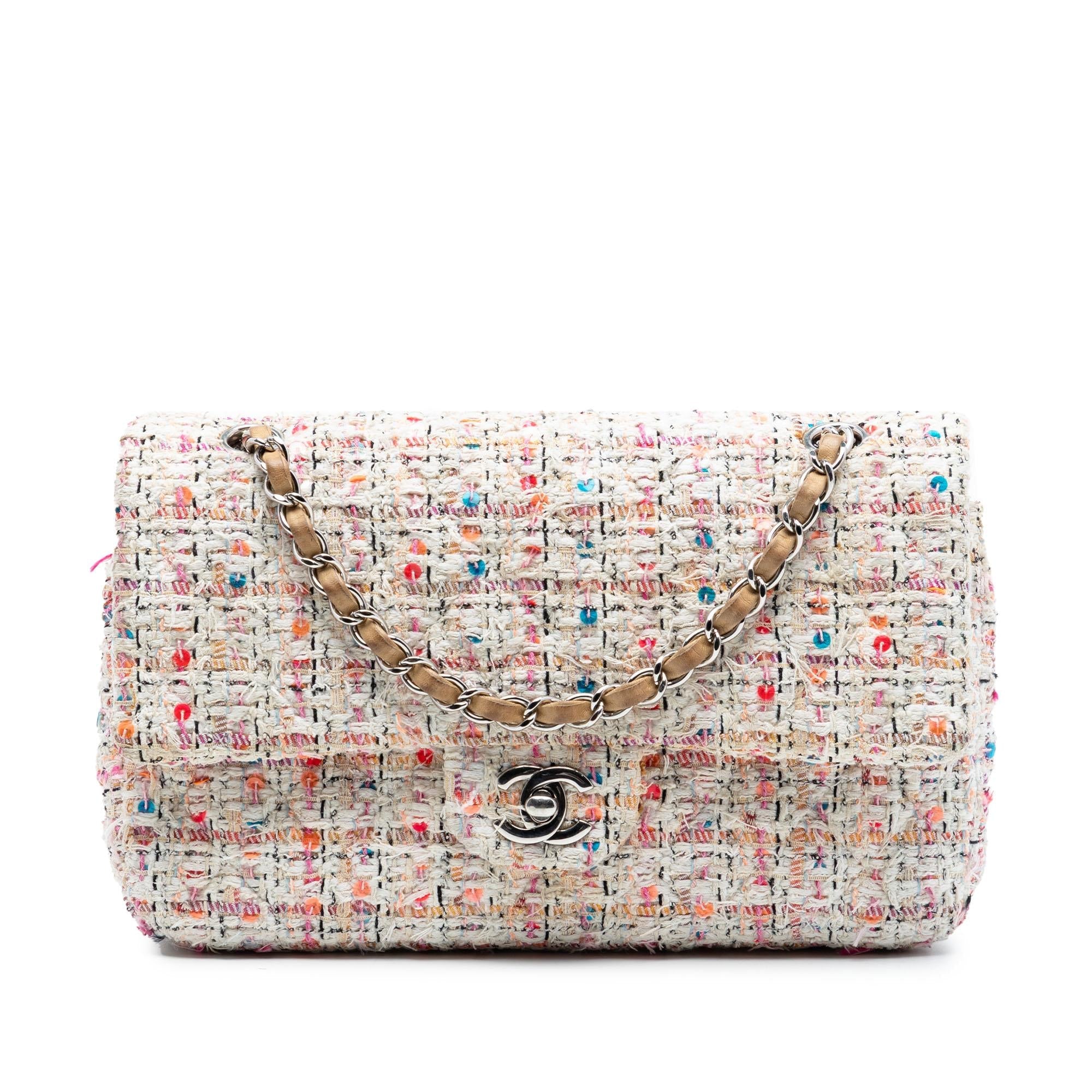 Chanel Medium Classic Tweed Sequins Double Flap