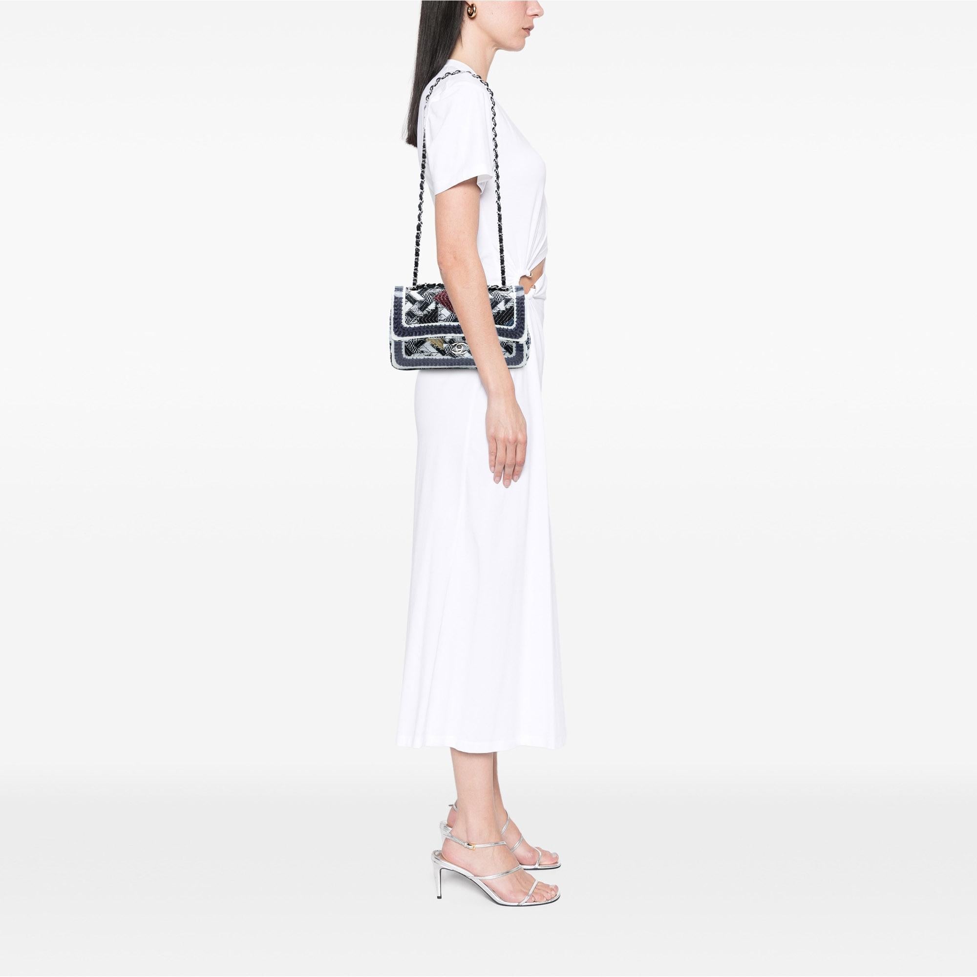 Chanel Medium Classic Tweed and Silicone Double Flap
