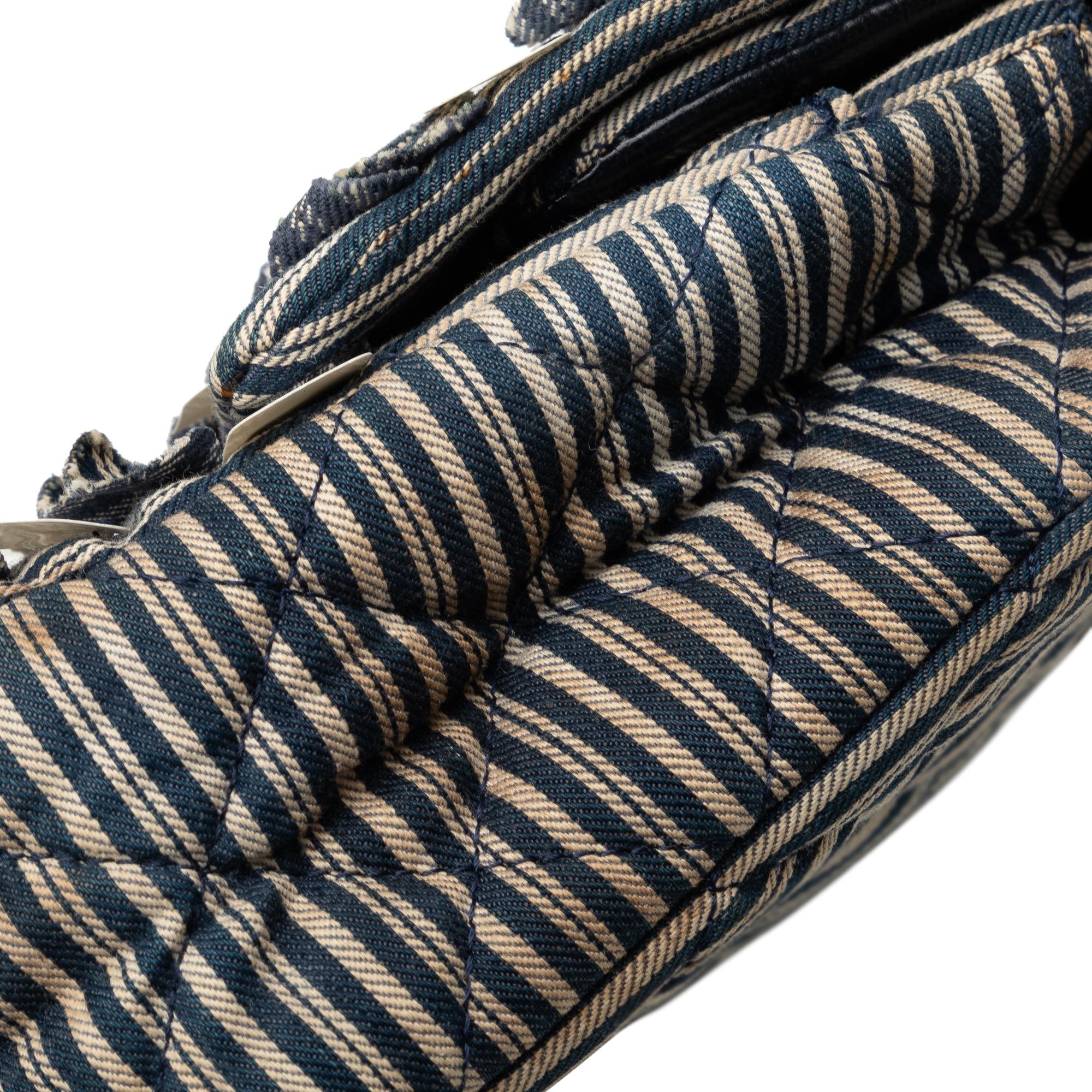 Chanel Medium Cotton Striped Double Flap (SHG-TDyWsX)