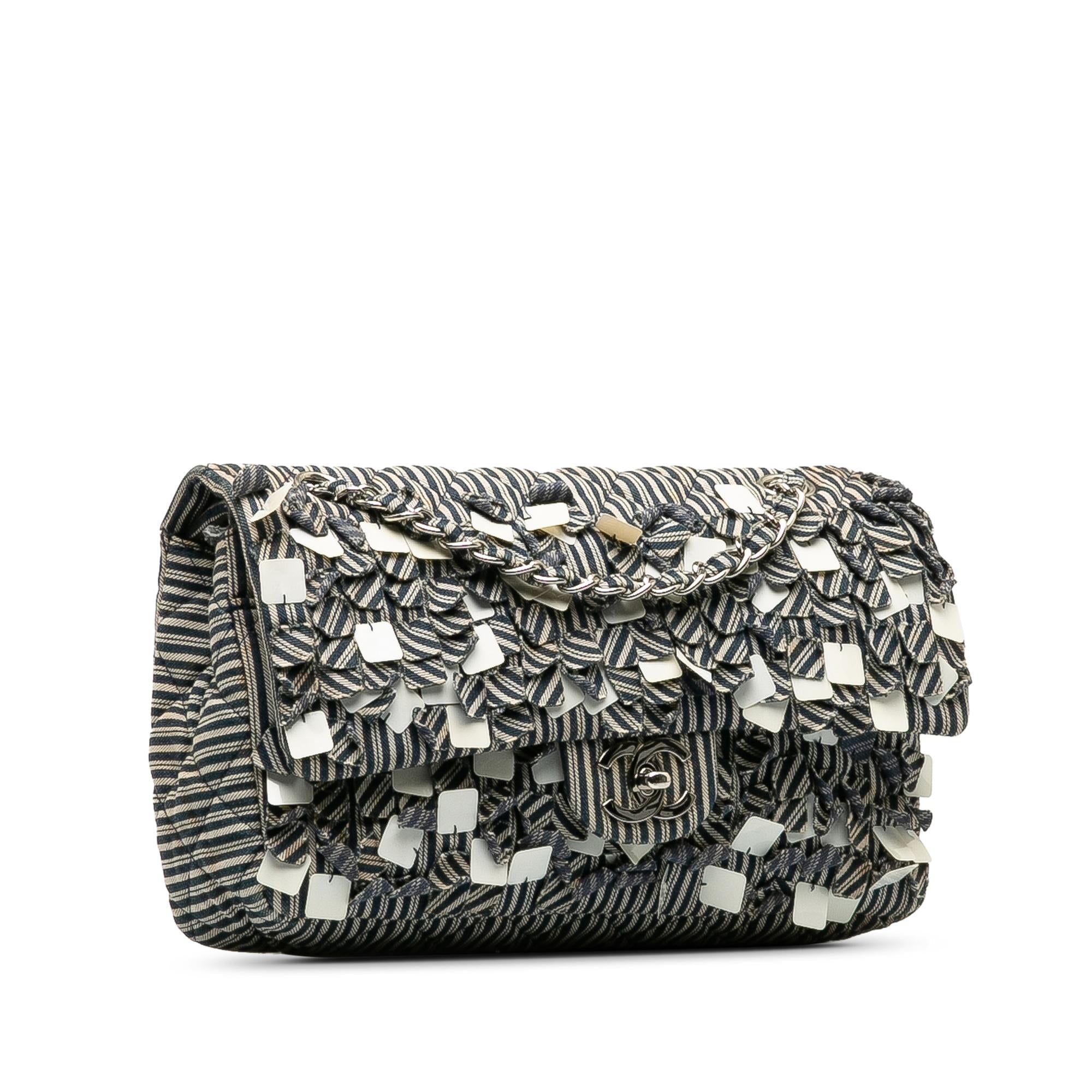 Chanel Medium Cotton Striped Double Flap (SHG-TDyWsX)