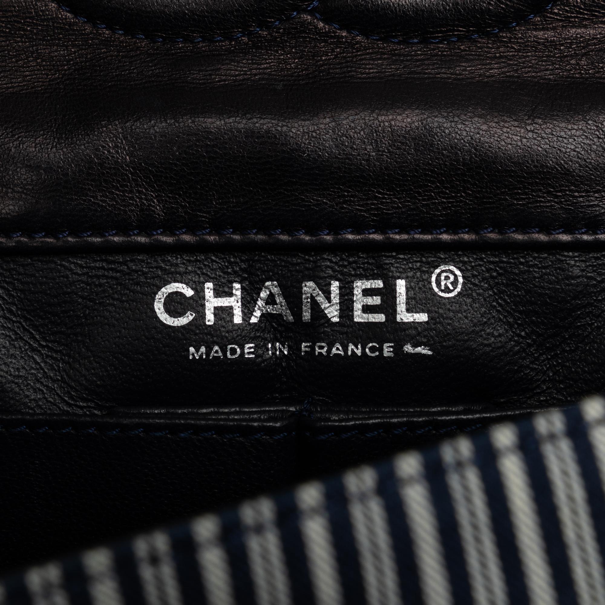 Chanel Medium Cotton Striped Double Flap (SHG-H6a1oN)