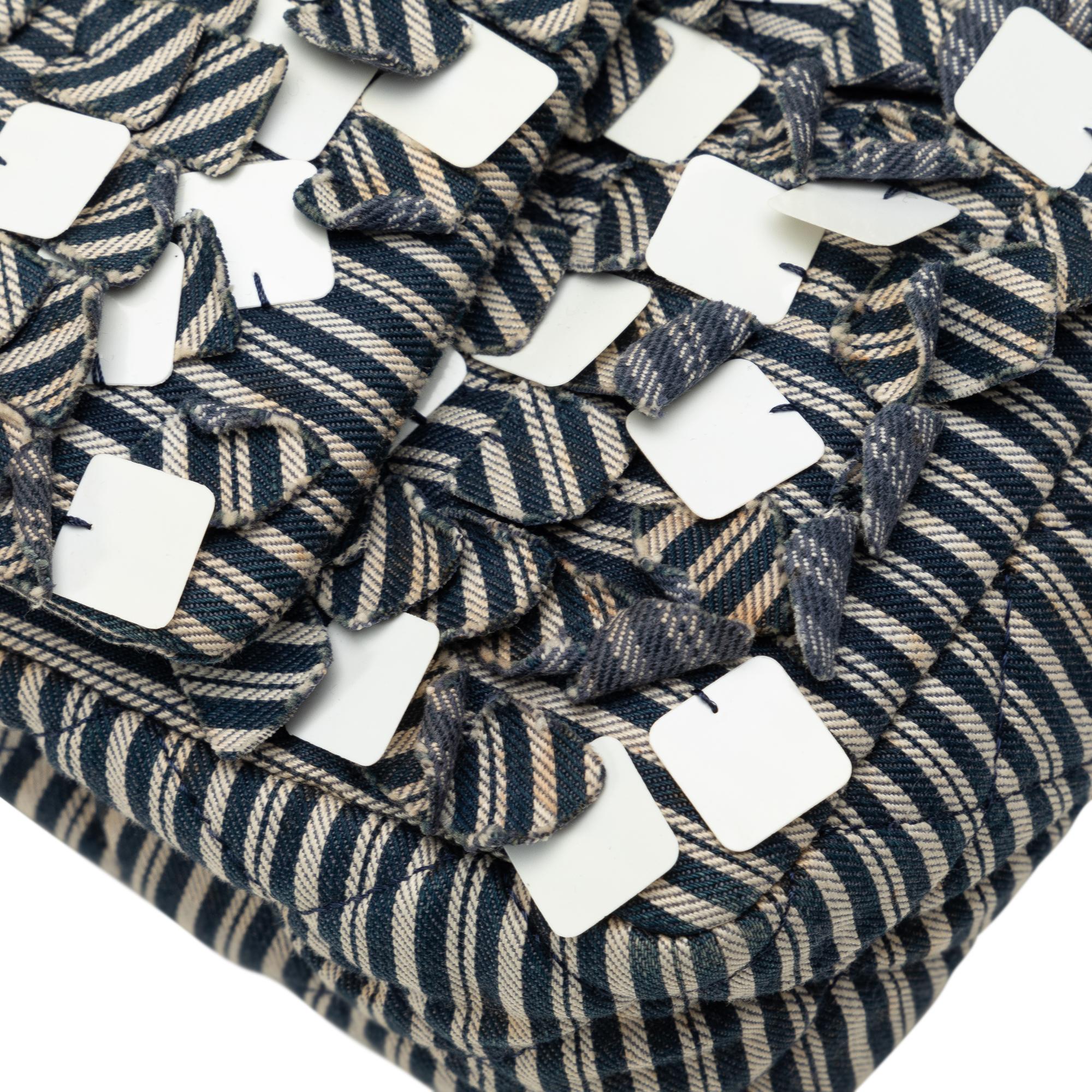 Chanel Medium Cotton Striped Double Flap (SHG-H6a1oN)
