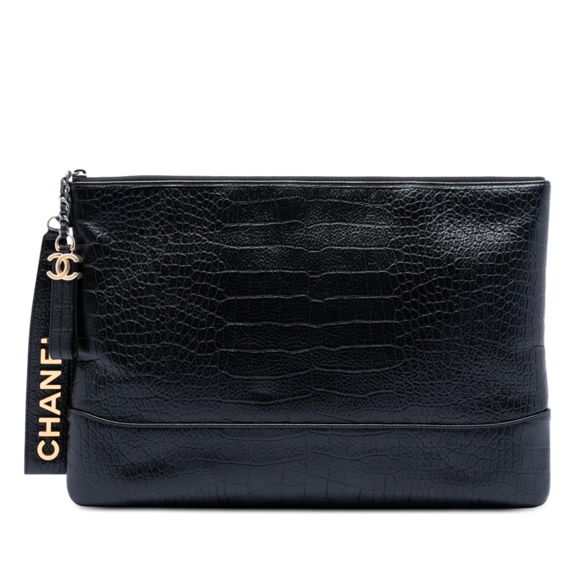 Chanel Medium Croc Embossed Calfskin Gabrielle Cosmetic Case
