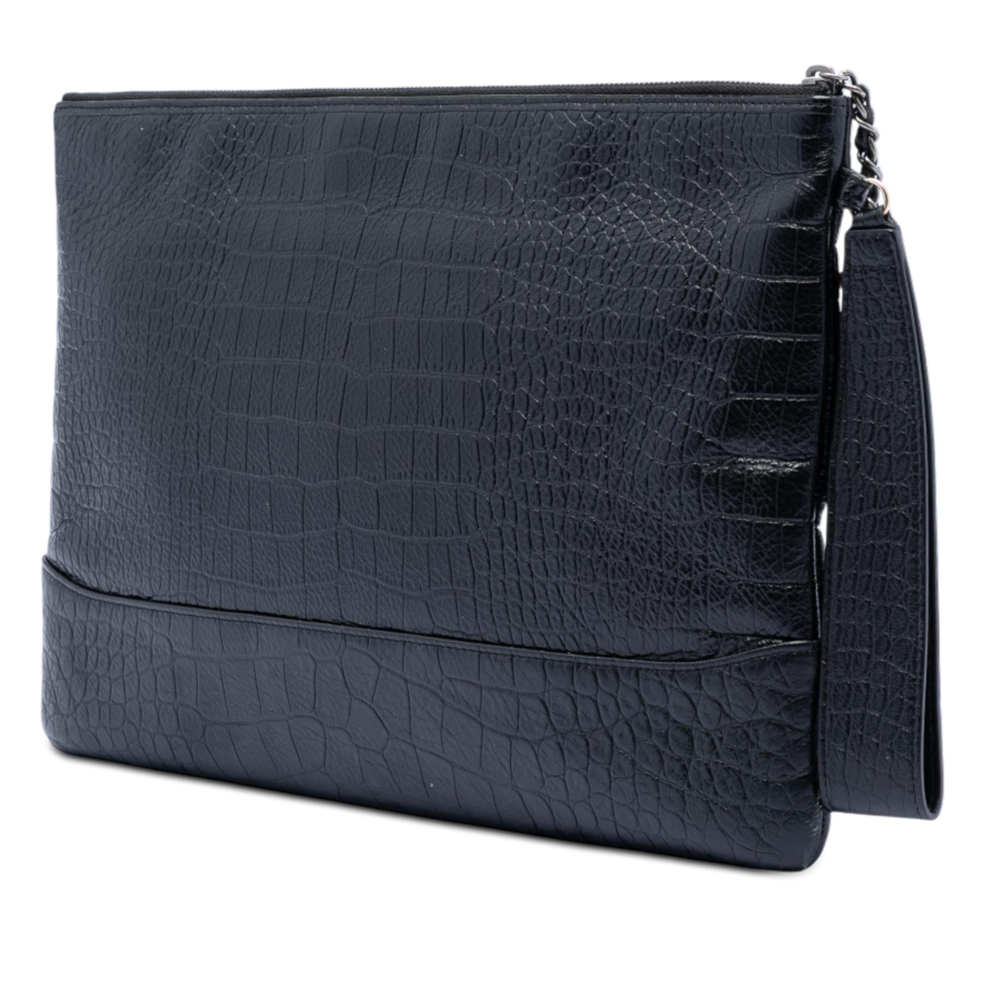Chanel Medium Croc Embossed Calfskin Gabrielle Cosmetic Case