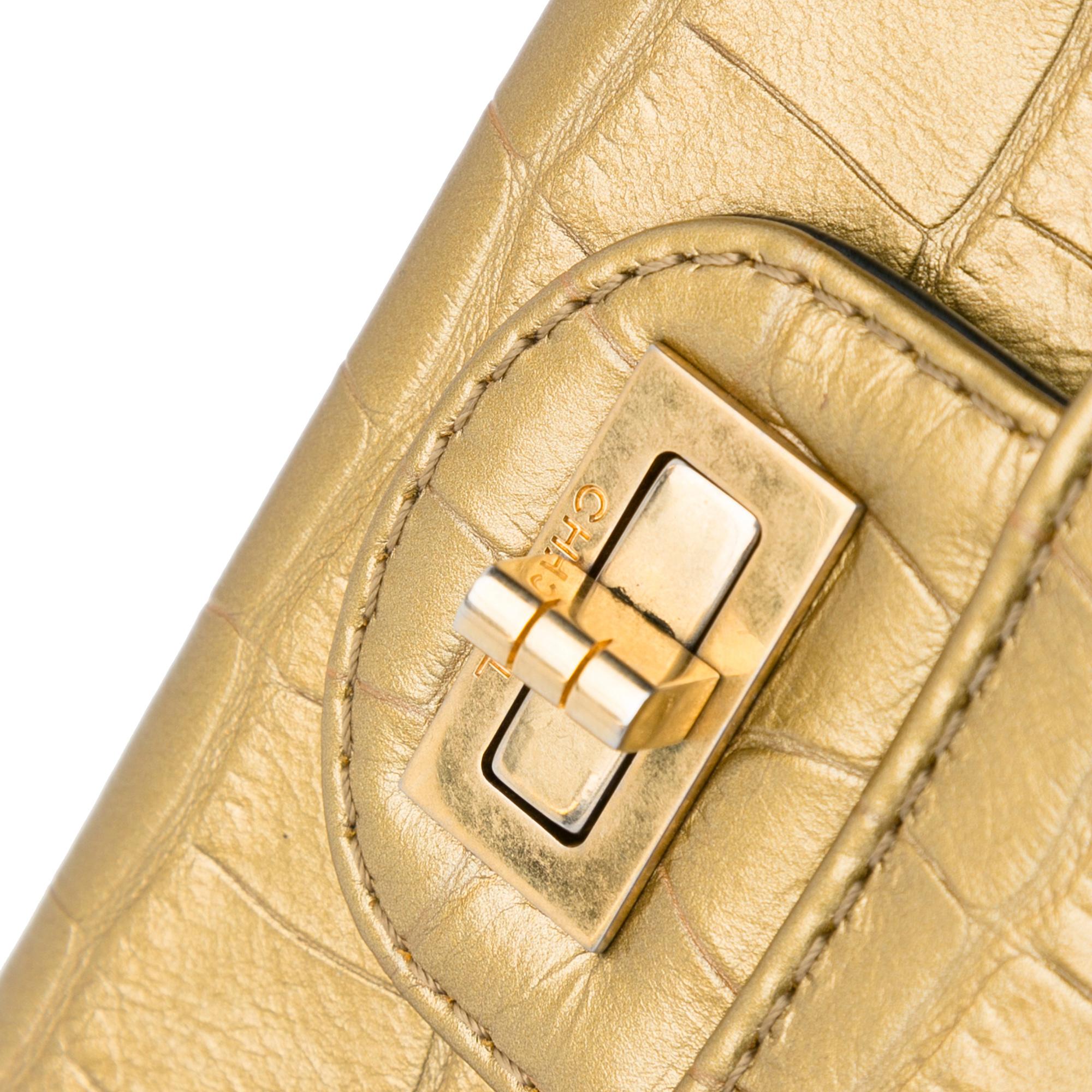Chanel Medium Croc Embossed Lambskin 2.55 Reissue Double Flap Bag