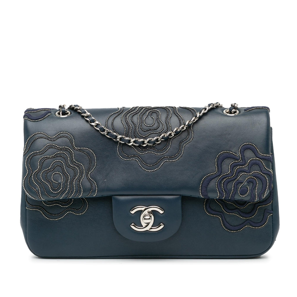 Chanel Medium Embroidered Lambskin Camellia Follies Flap (SHG-TIIm4n)