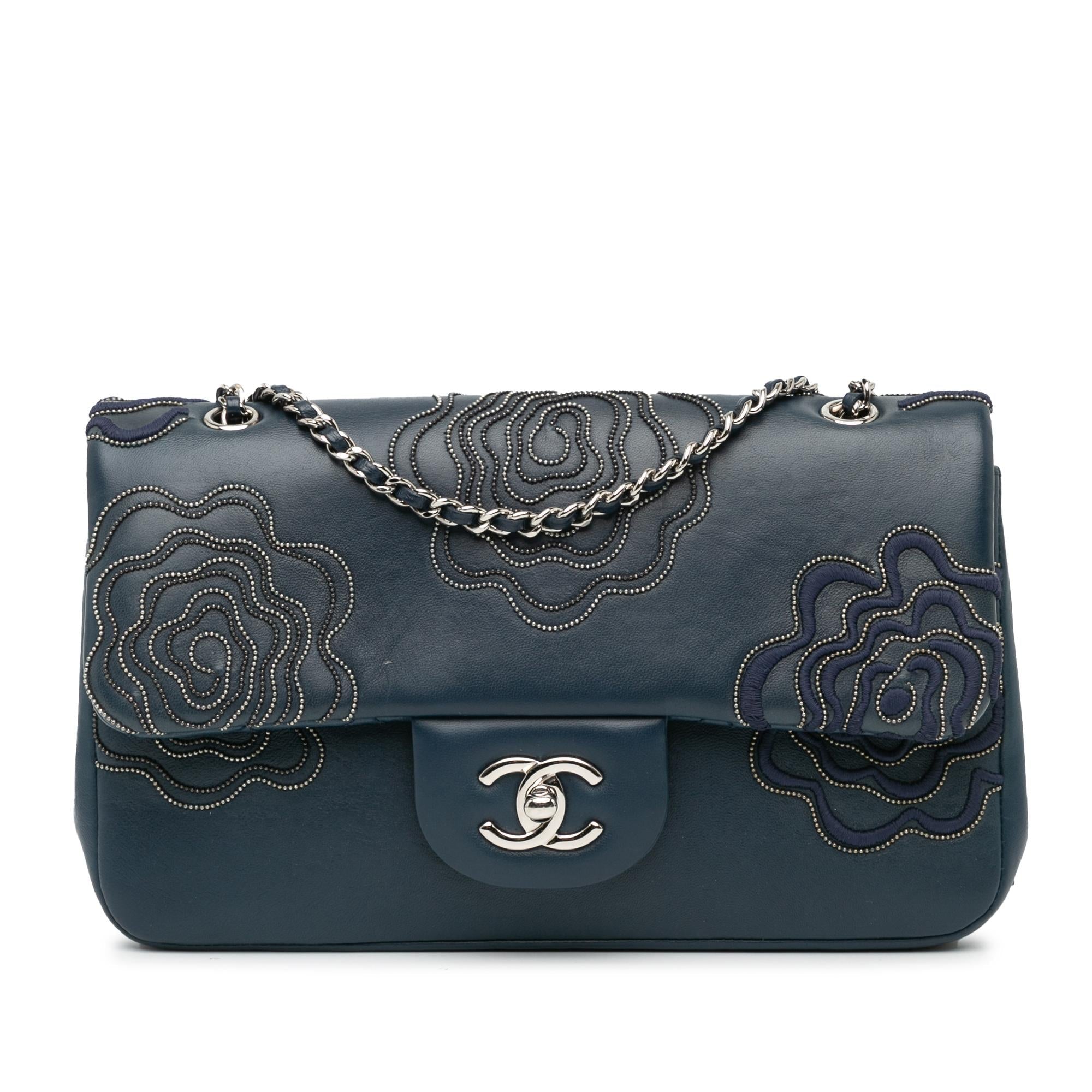 Chanel Medium Embroidered Lambskin Camellia Follies Flap (SHG-TIIm4n)
