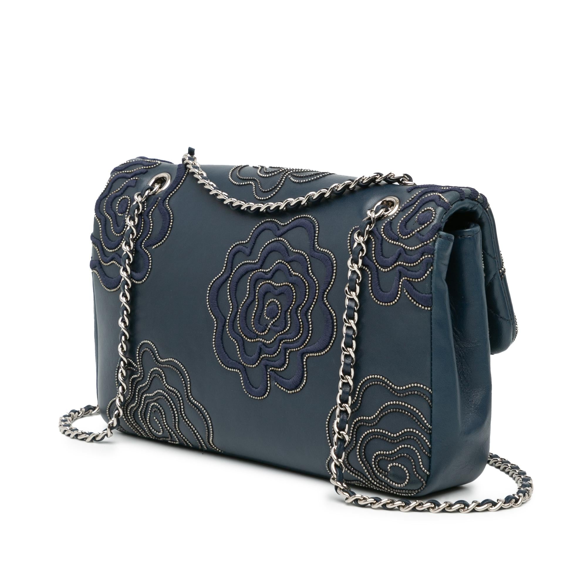 Chanel Medium Embroidered Lambskin Camellia Follies Flap (SHG-TIIm4n)