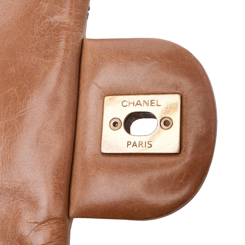 Chanel Medium Glazed Calfskin Castle Rock Top Handle Flap