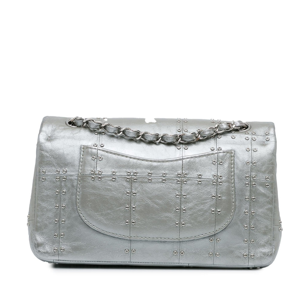 Chanel Medium Glazed Calfskin Grommet Embellished Airline Double Flap (SHG-3ngMjI)