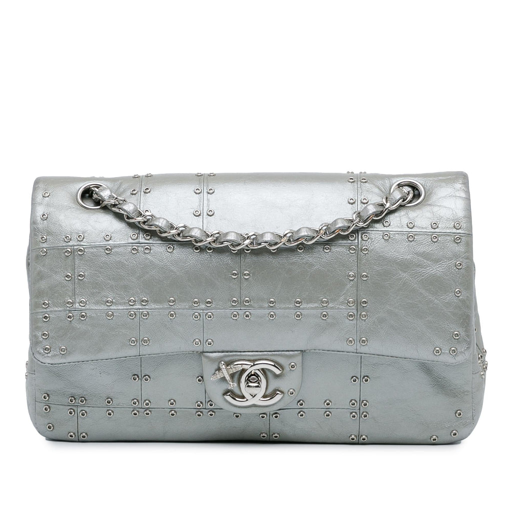 Chanel Medium Glazed Calfskin Grommet Embellished Airline Double Flap (SHG-3ngMjI)