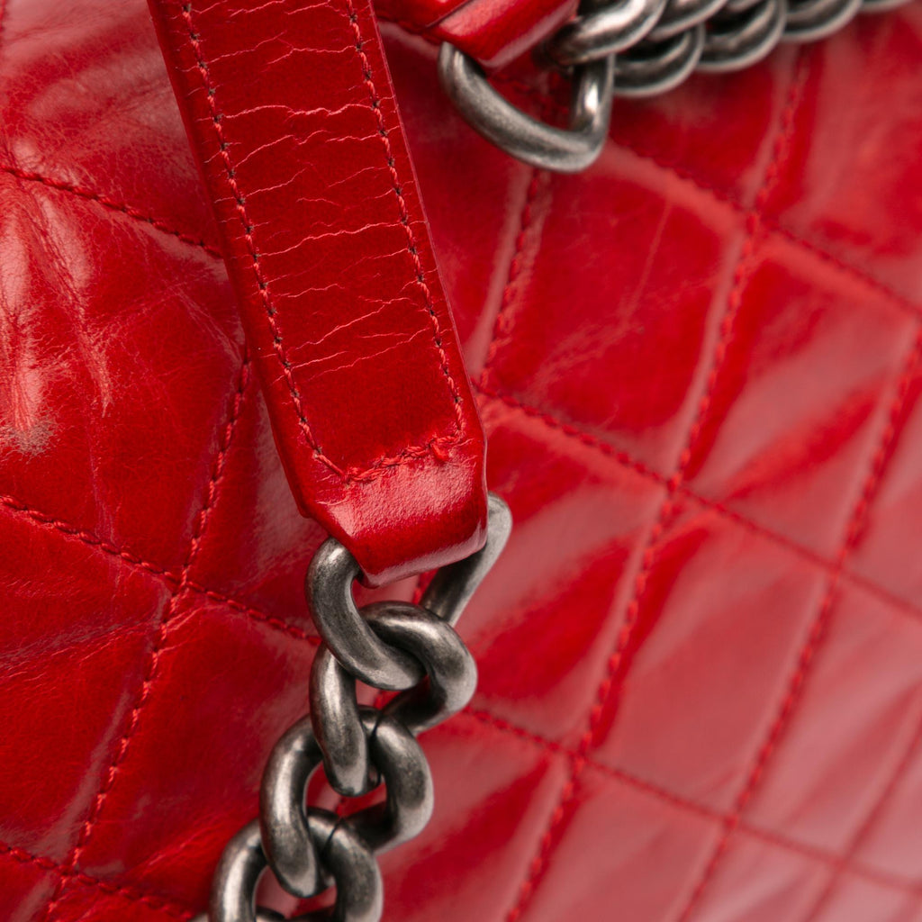 Chanel Medium Glazed Calfskin Stitch It Fold Over Flap