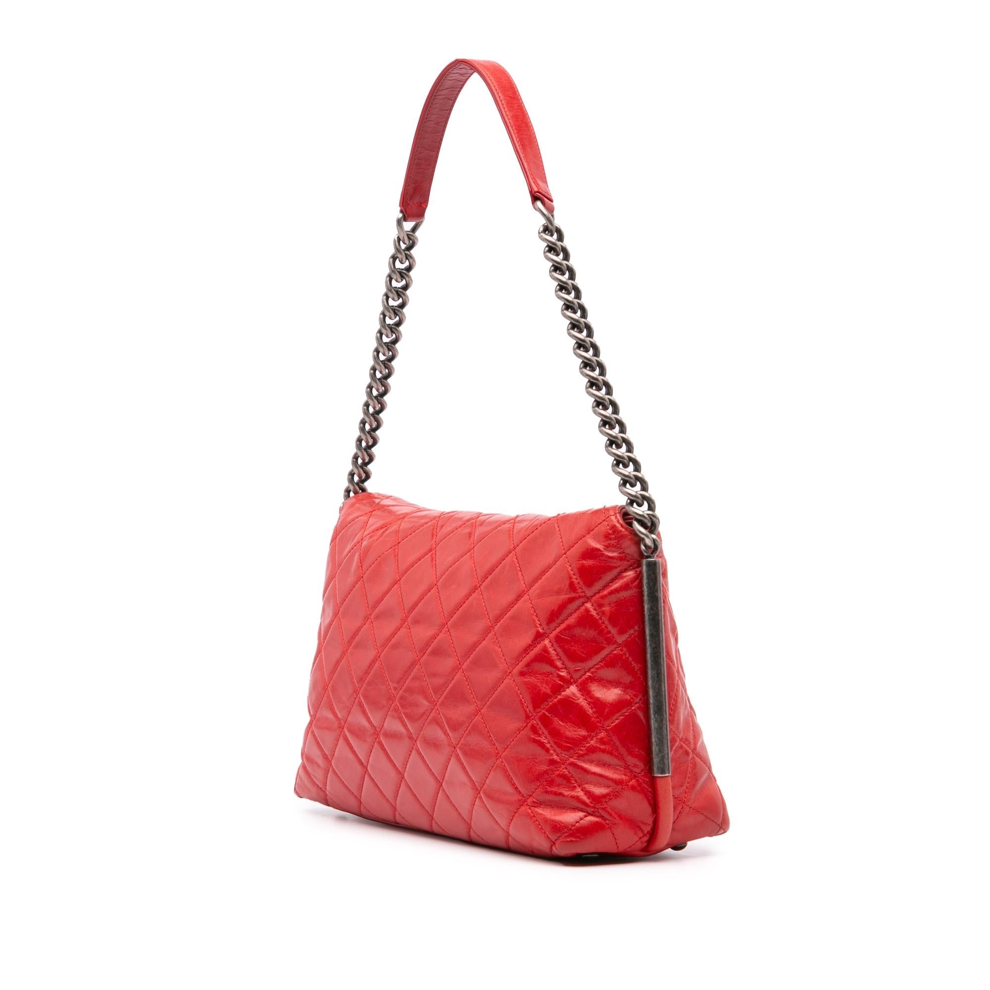 Chanel Medium Glazed Calfskin Stitch It Fold Over Flap