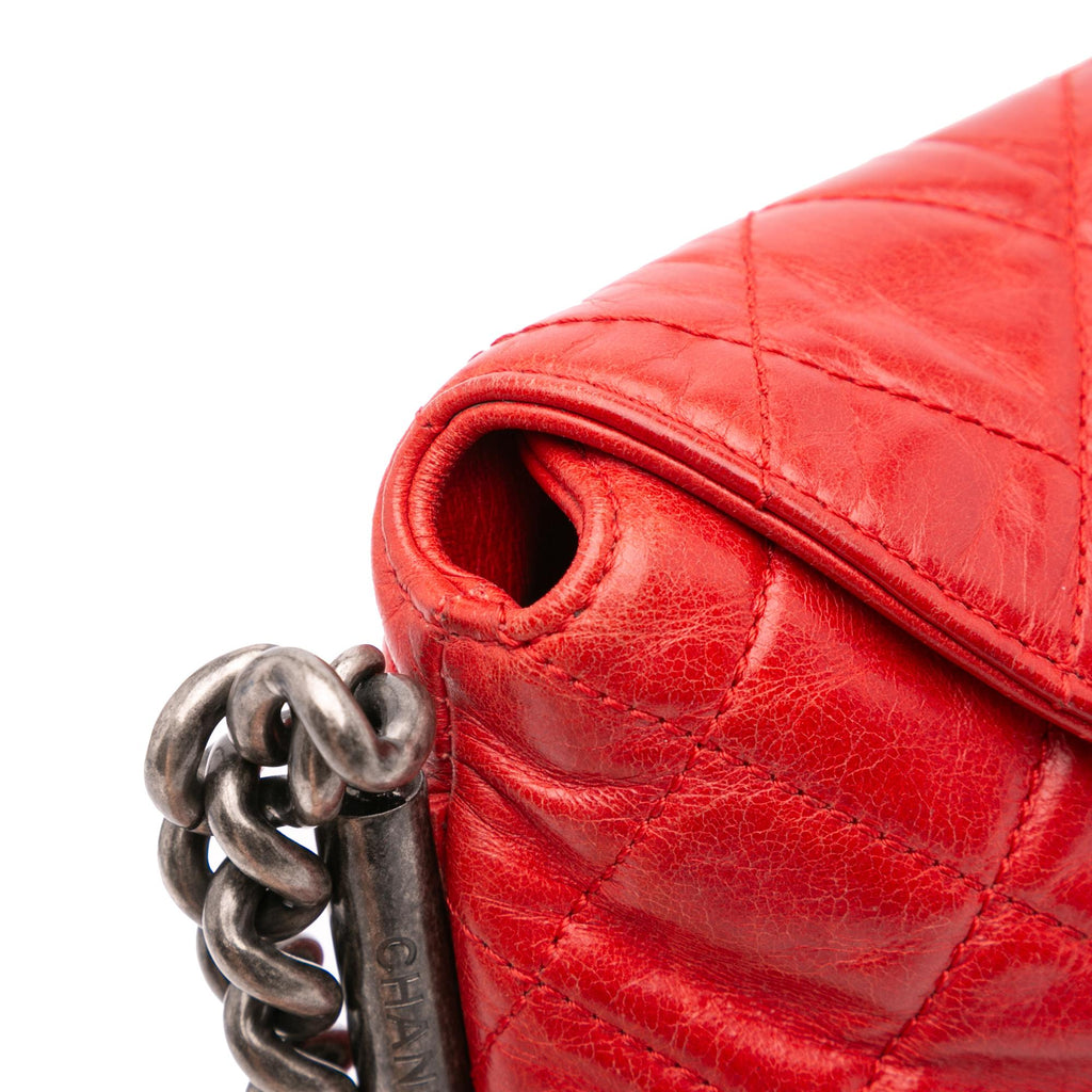 Chanel Medium Glazed Calfskin Stitch It Fold Over Flap