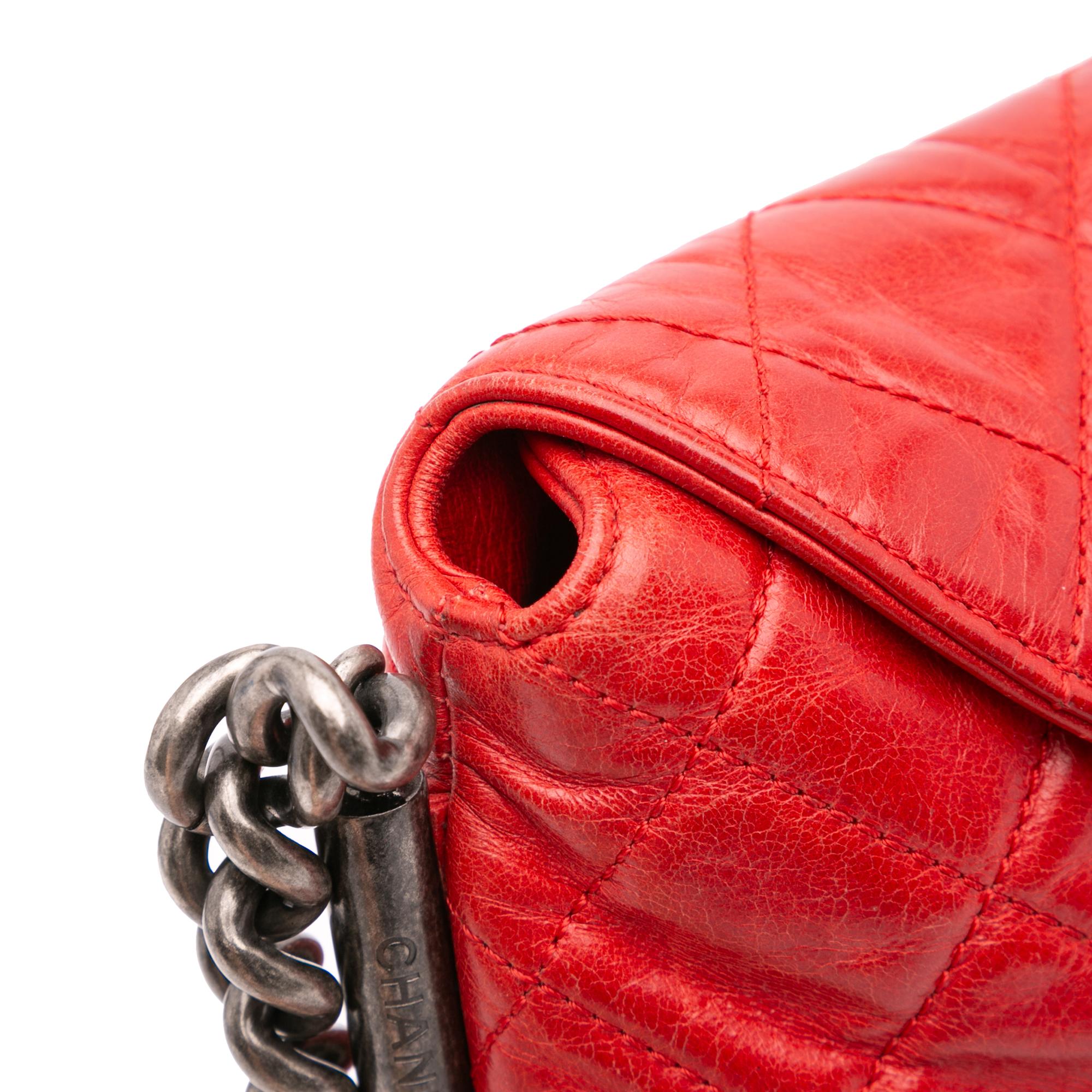 Chanel Medium Glazed Calfskin Stitch It Fold Over Flap