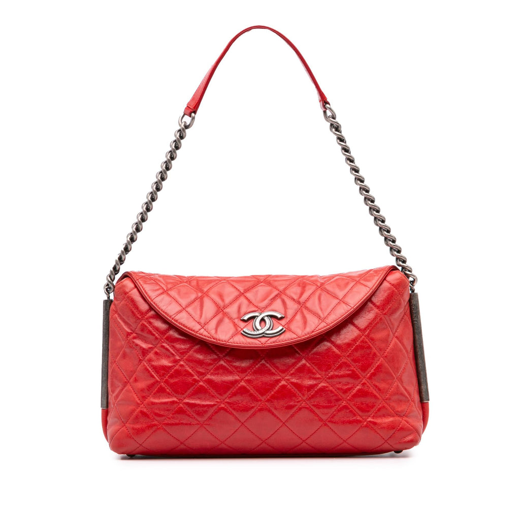 Chanel Medium Glazed Calfskin Stitch It Fold Over Flap