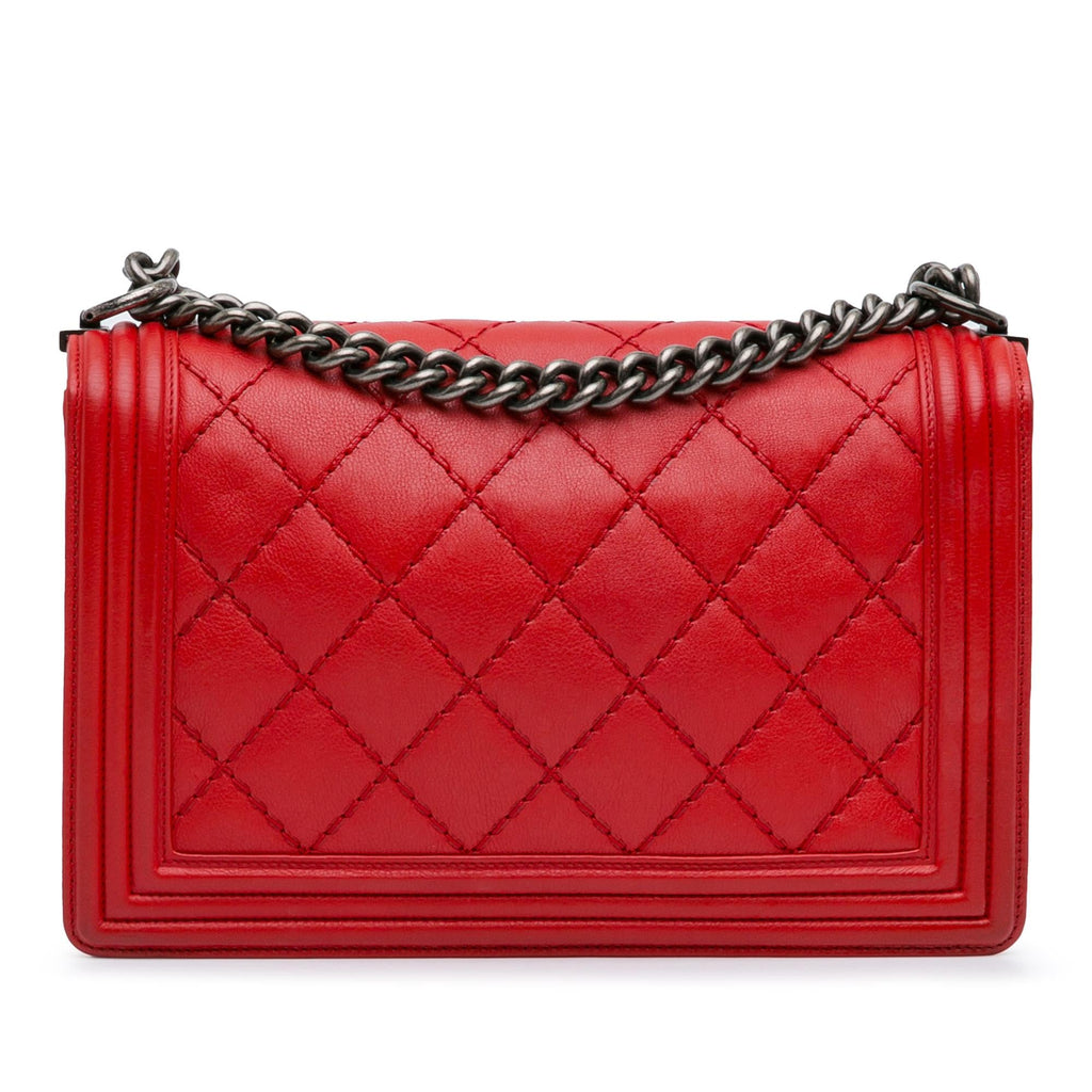 Chanel Medium Lambskin Double Stitch Boy Flap (SHG-HDDAJQ)