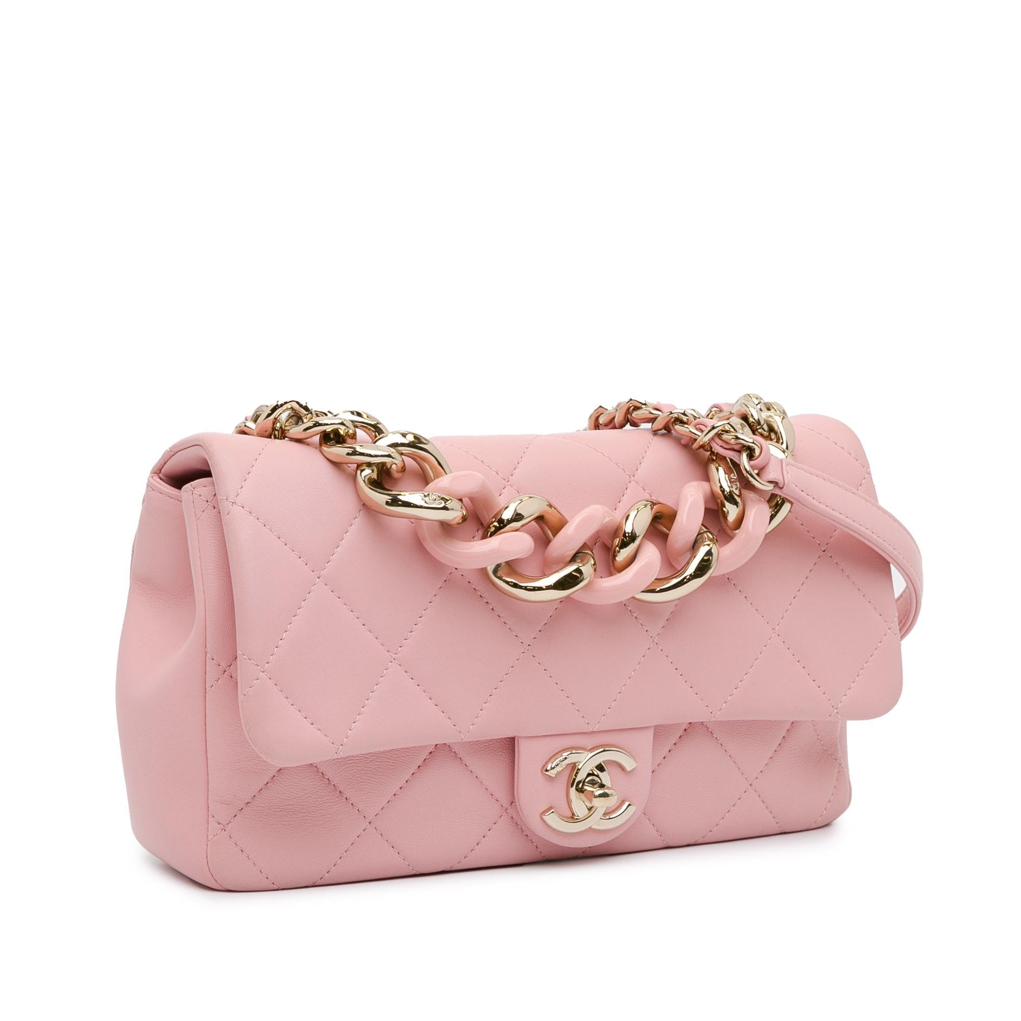 Chanel Medium Lambskin Elegant Chain Single Flap (SHG-QrQefy)