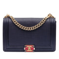 Chanel Medium Lambskin Embossed Cube Boy Flap