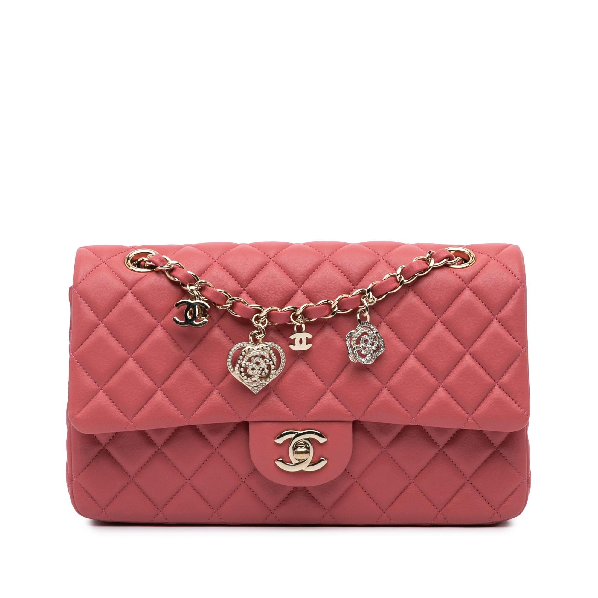 Chanel Medium Lambskin Valentine Heart Charms Single Flap