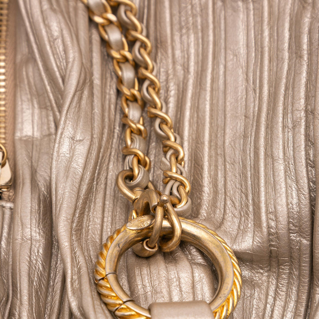 Chanel Medium Metallic Calfskin Coco Pleats Drawstring Backpack