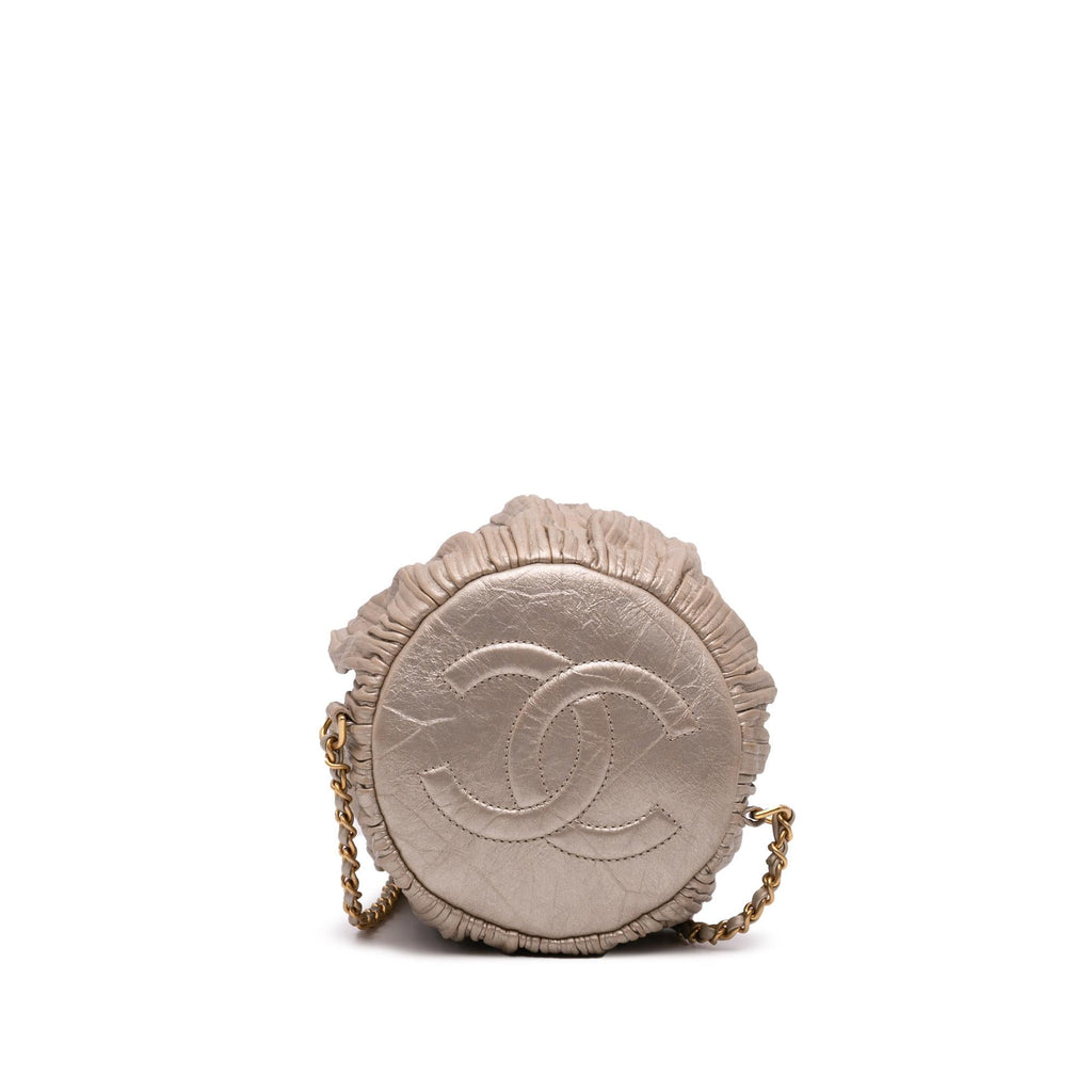 Chanel Medium Metallic Calfskin Coco Pleats Drawstring Backpack