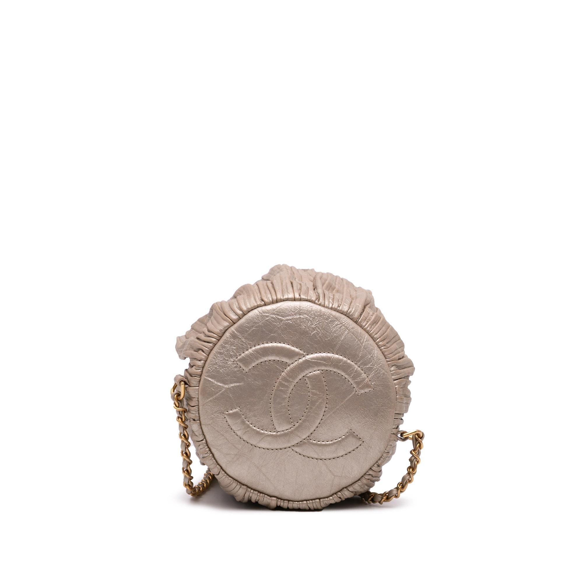 Chanel Medium Metallic Calfskin Coco Pleats Drawstring Backpack