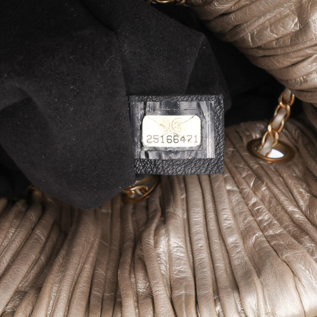 Chanel Medium Metallic Calfskin Coco Pleats Drawstring Backpack