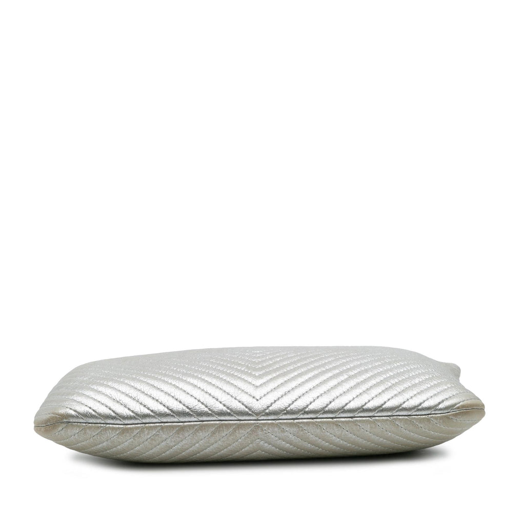 Chanel Medium Metallic Chevron Calfskin O Case Clutch