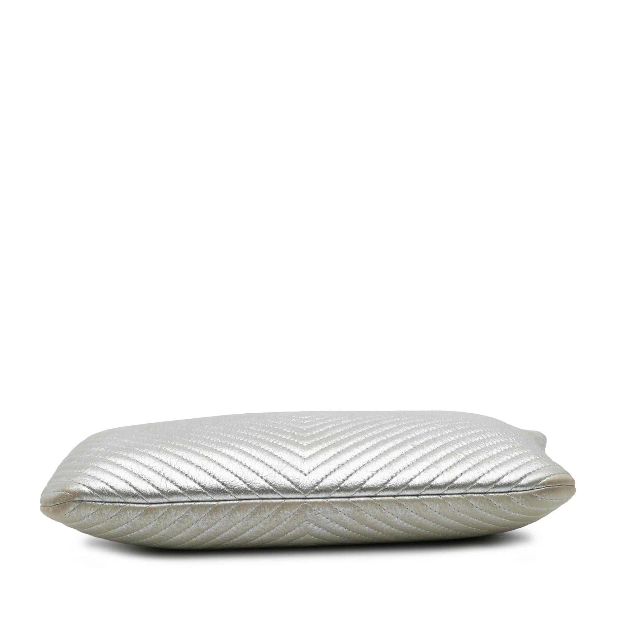 Chanel Medium Metallic Chevron Calfskin O Case Clutch