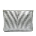 Chanel Medium Metallic Chevron Calfskin O Case Clutch