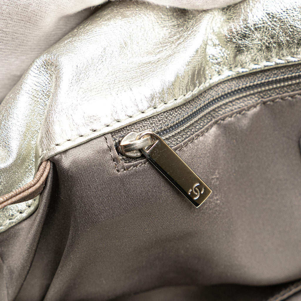 Chanel Medium Metallic Glazed Calfskin Perforated Rodeo Drive Satchel