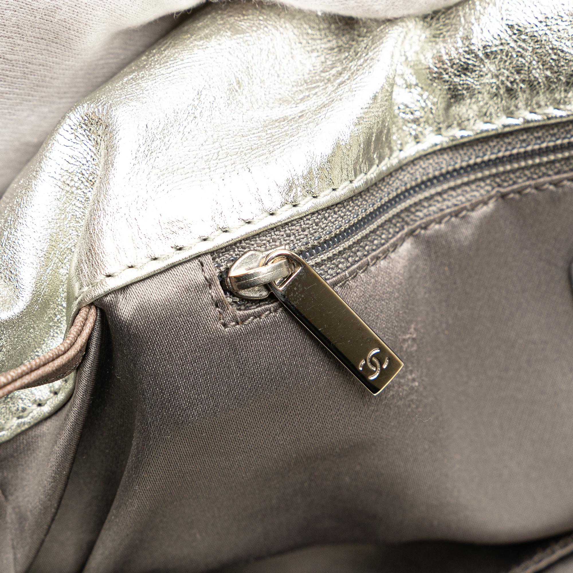 Chanel Medium Metallic Glazed Calfskin Perforated Rodeo Drive Satchel