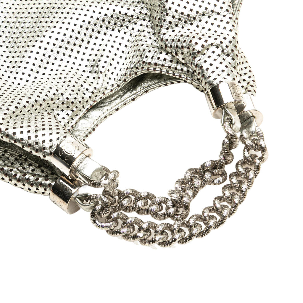 Chanel Medium Metallic Glazed Calfskin Perforated Rodeo Drive Satchel