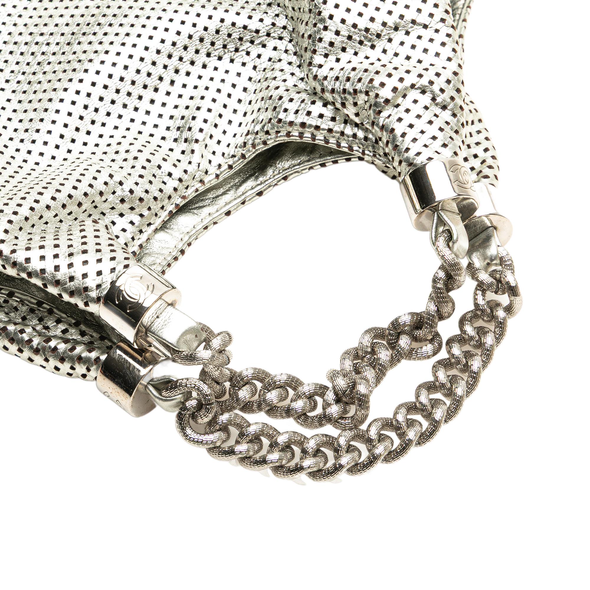 Chanel Medium Metallic Glazed Calfskin Perforated Rodeo Drive Satchel