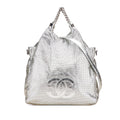 Chanel Medium Metallic Glazed Calfskin Perforated Rodeo Drive Satchel