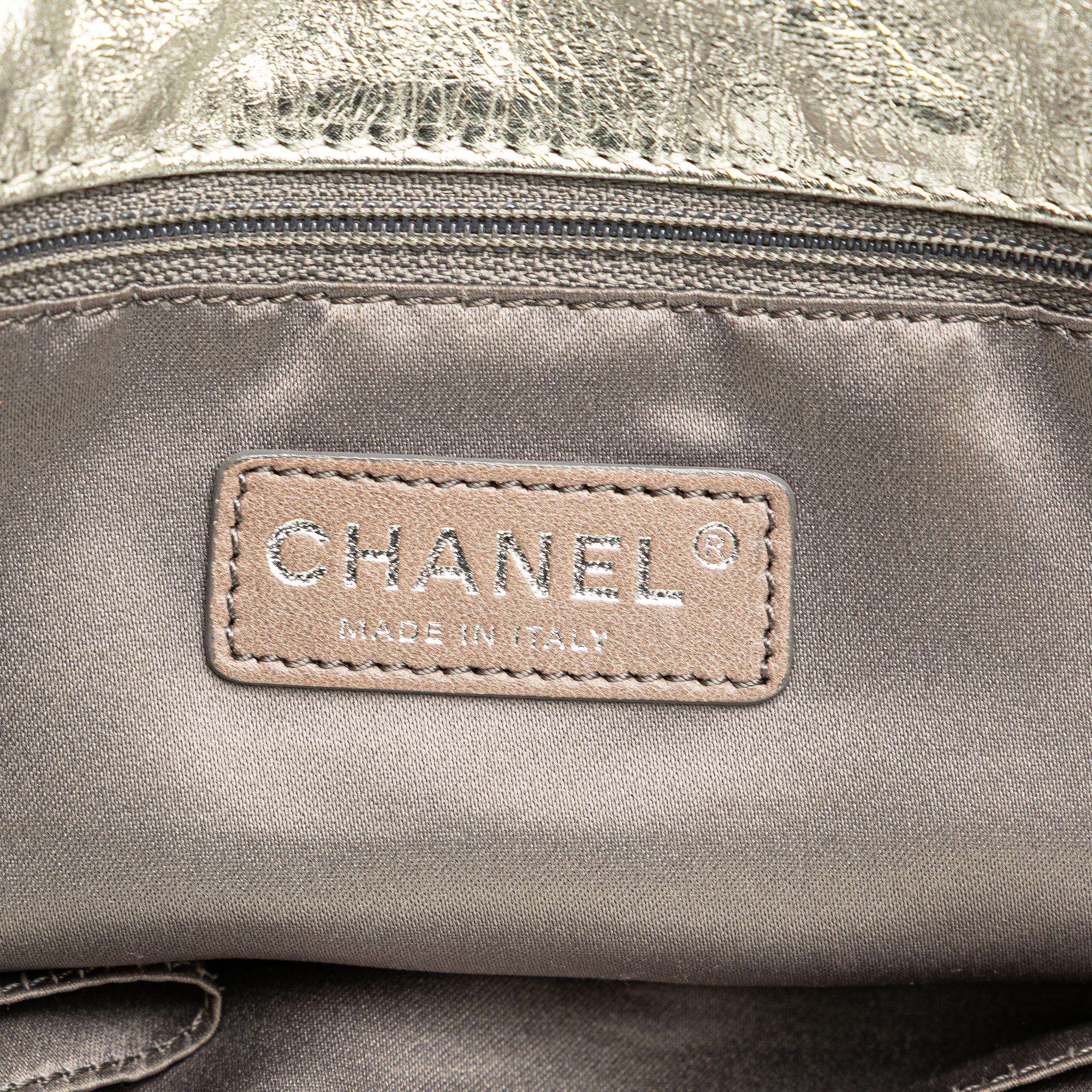 Chanel Medium Metallic Glazed Calfskin Perforated Rodeo Drive Satchel