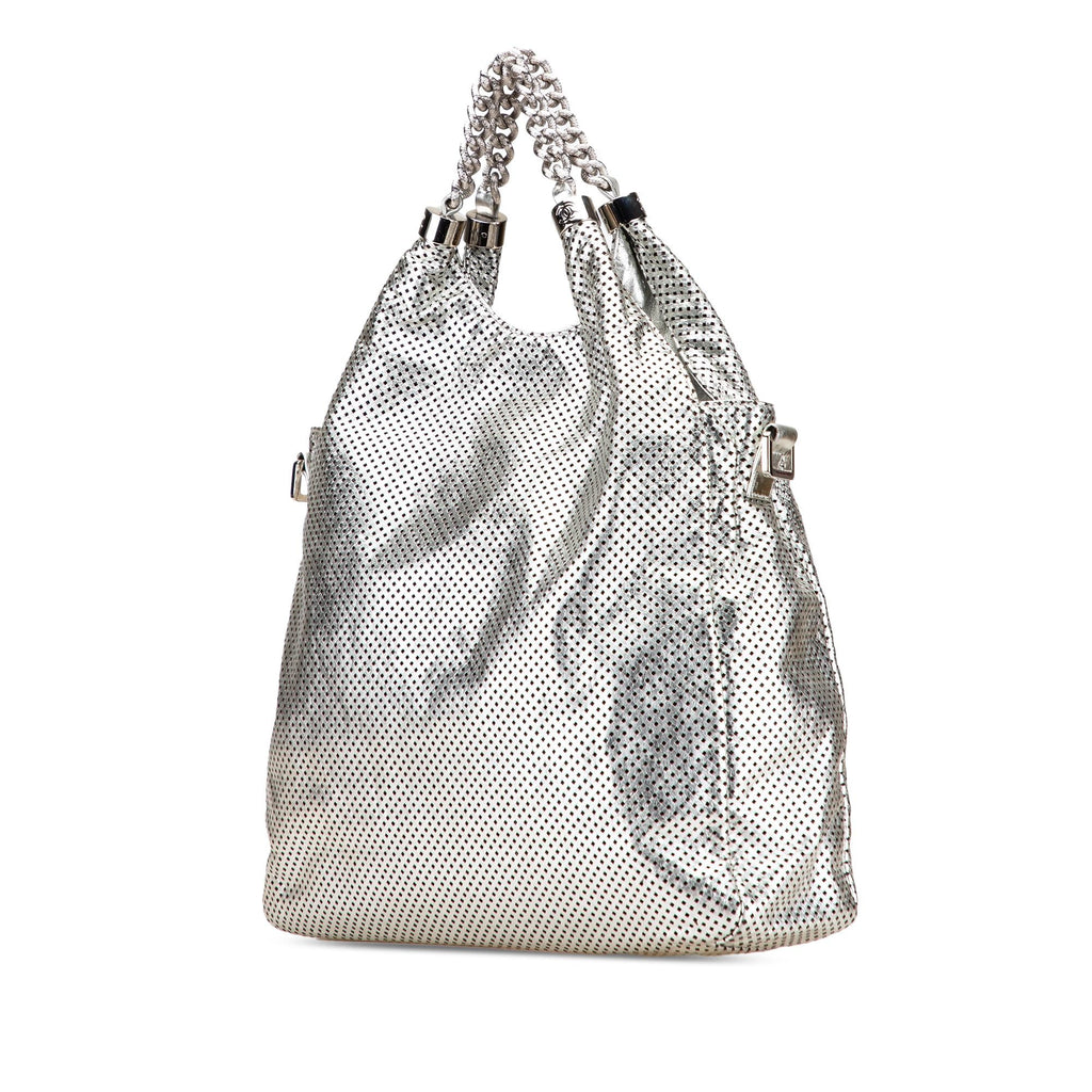 Chanel Medium Metallic Glazed Calfskin Perforated Rodeo Drive Satchel