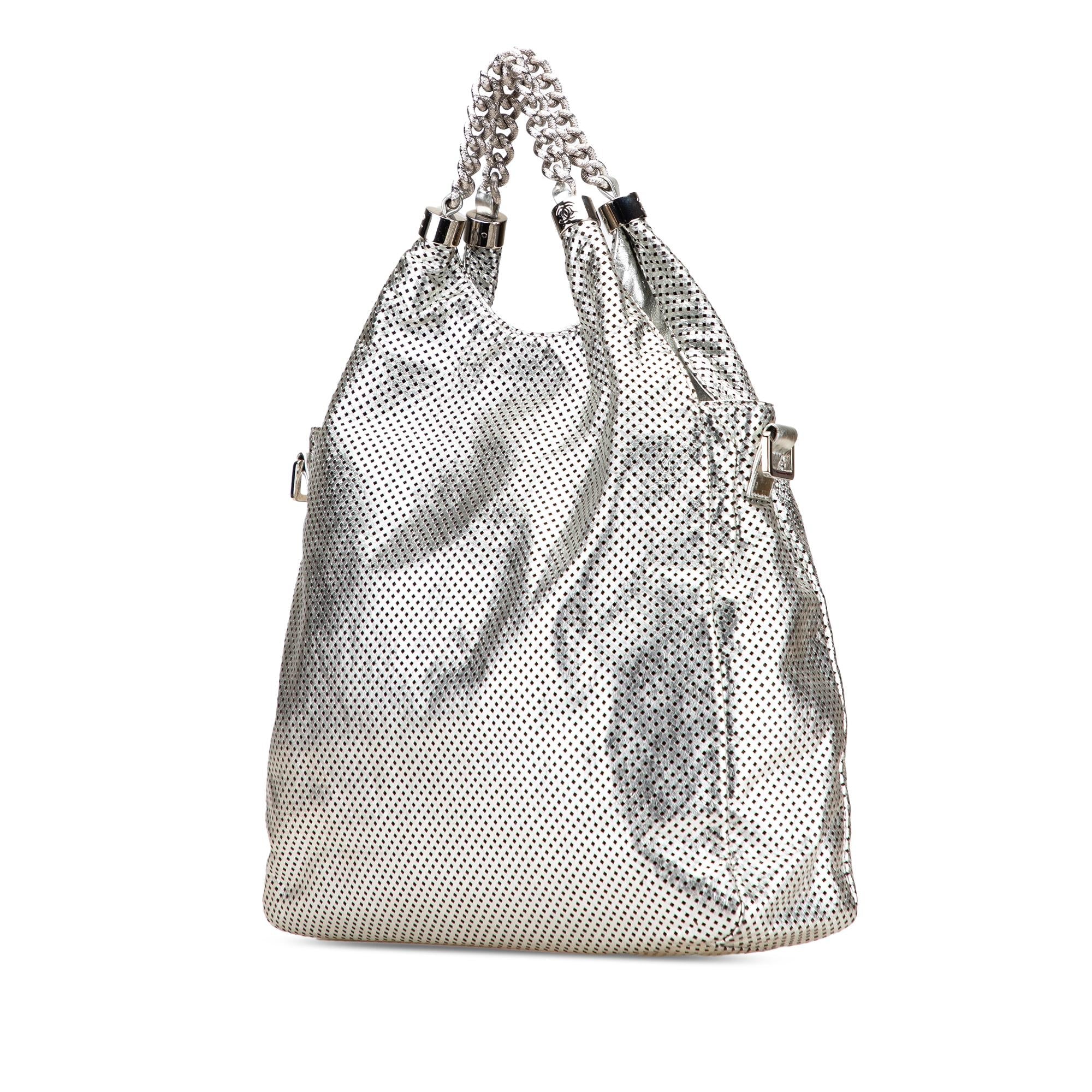 Chanel Medium Metallic Glazed Calfskin Perforated Rodeo Drive Satchel