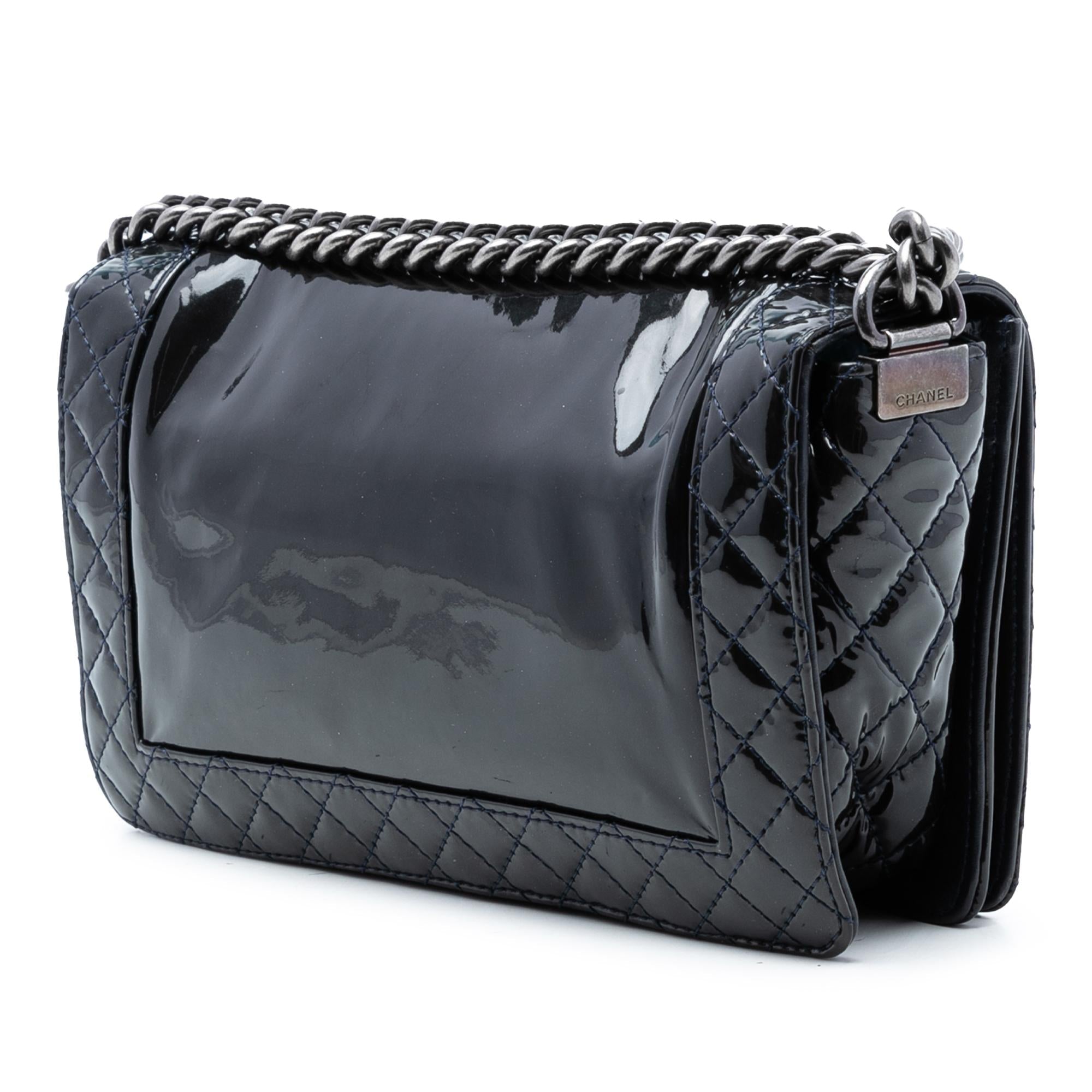 Chanel Medium Patent Boy Reverso Flap