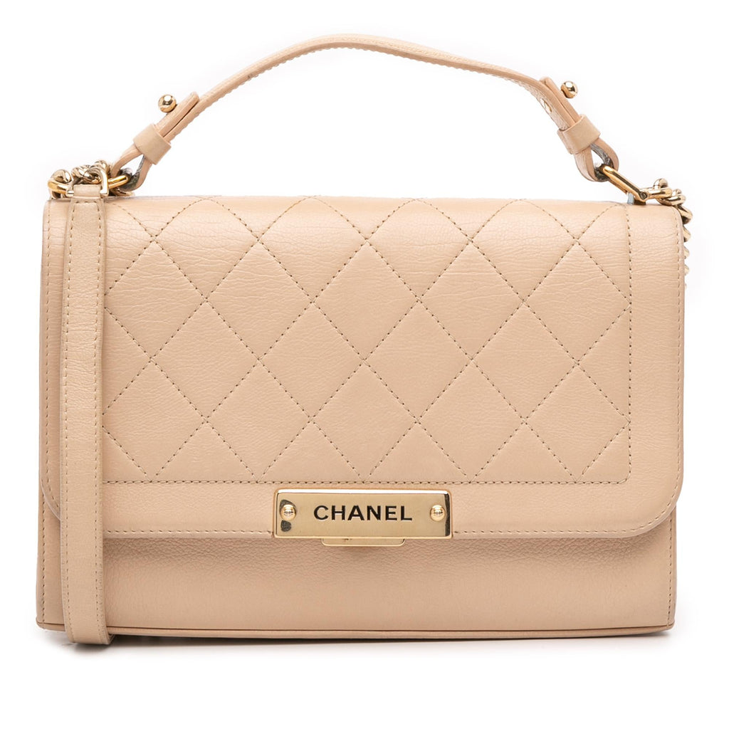 Chanel Medium Quilted Calfskin Label Click Flap