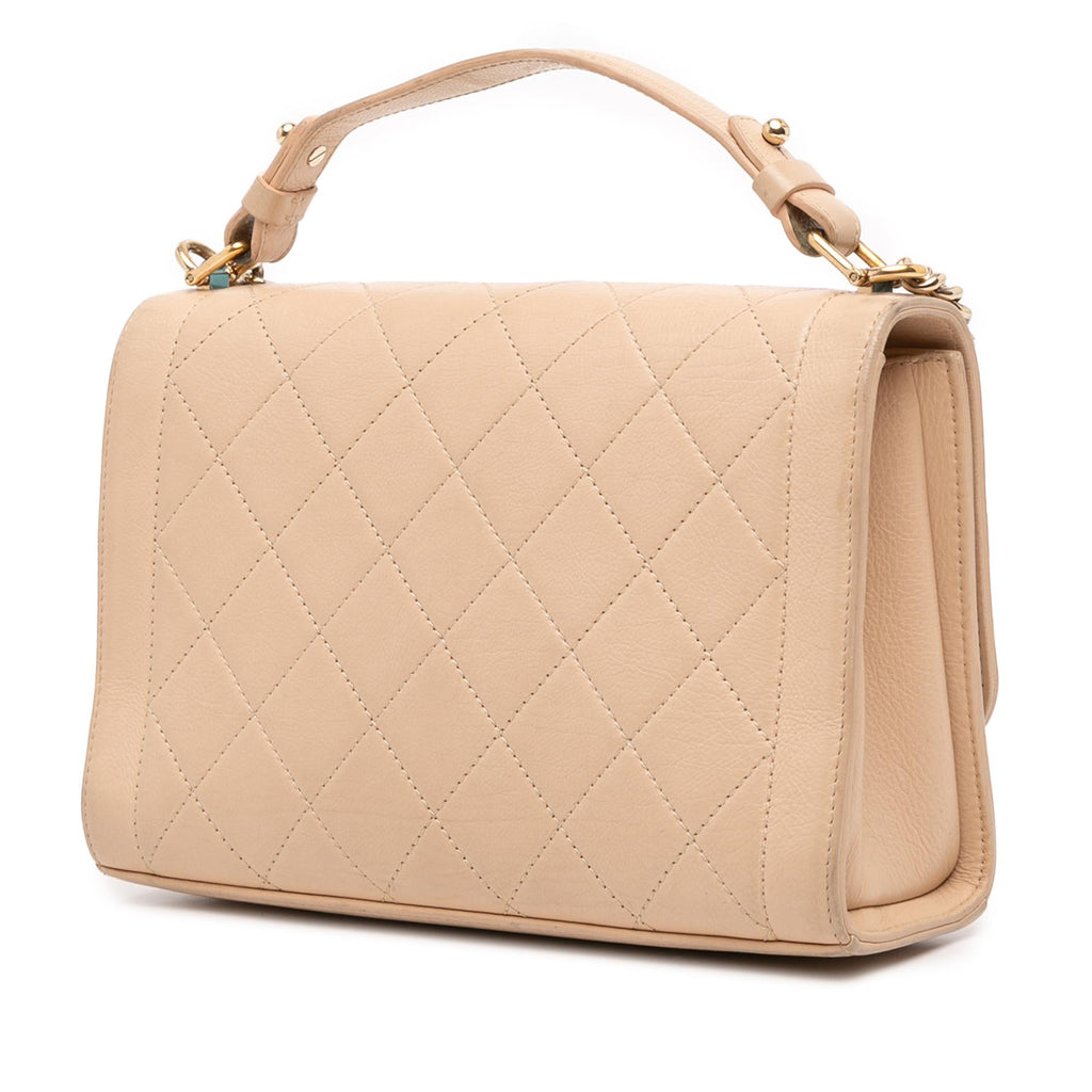 Chanel Medium Quilted Calfskin Label Click Flap