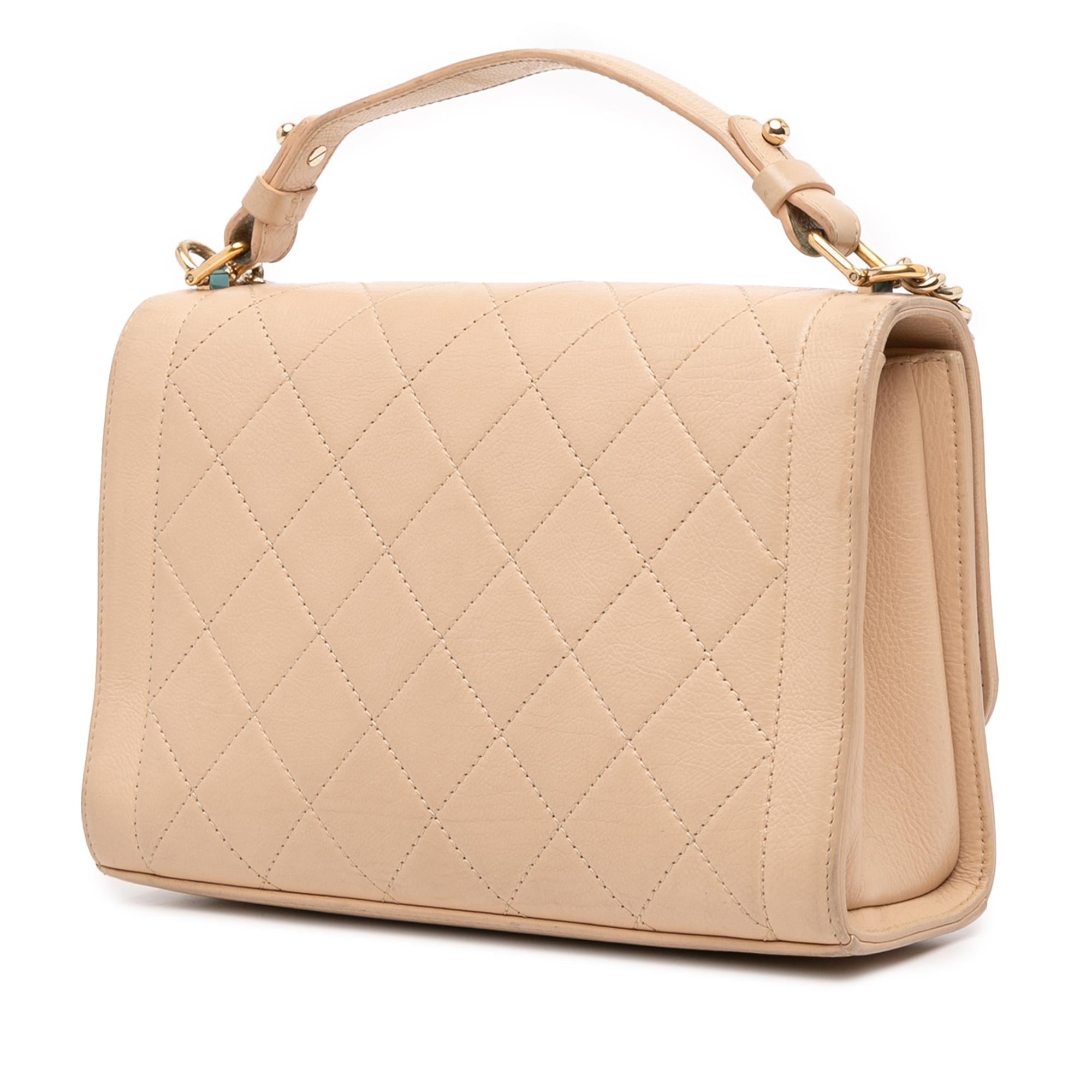 Chanel Medium Quilted Calfskin Label Click Flap