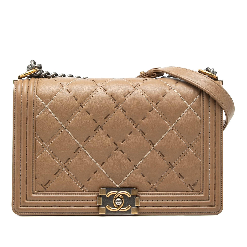Chanel Medium Quilted Calfskin Wild Stitch Boy Flap