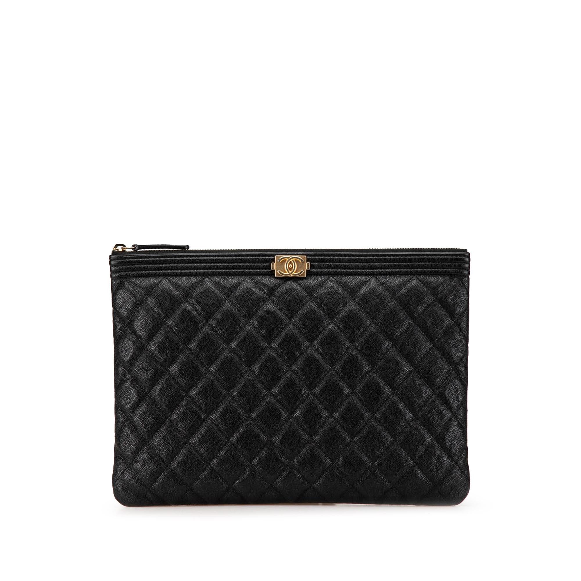 Chanel Medium Quilted Caviar Boy O Case Clutch