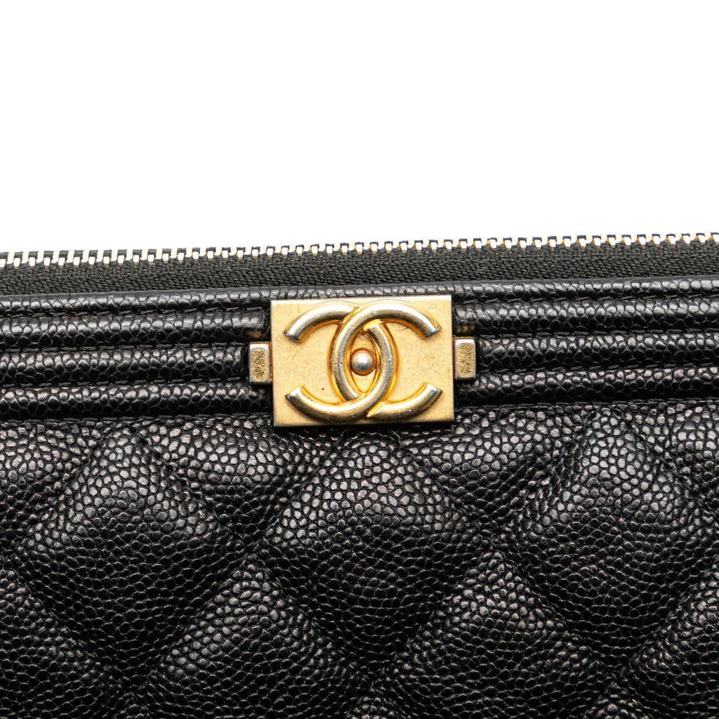 Chanel Medium Quilted Caviar Boy O Case Clutch