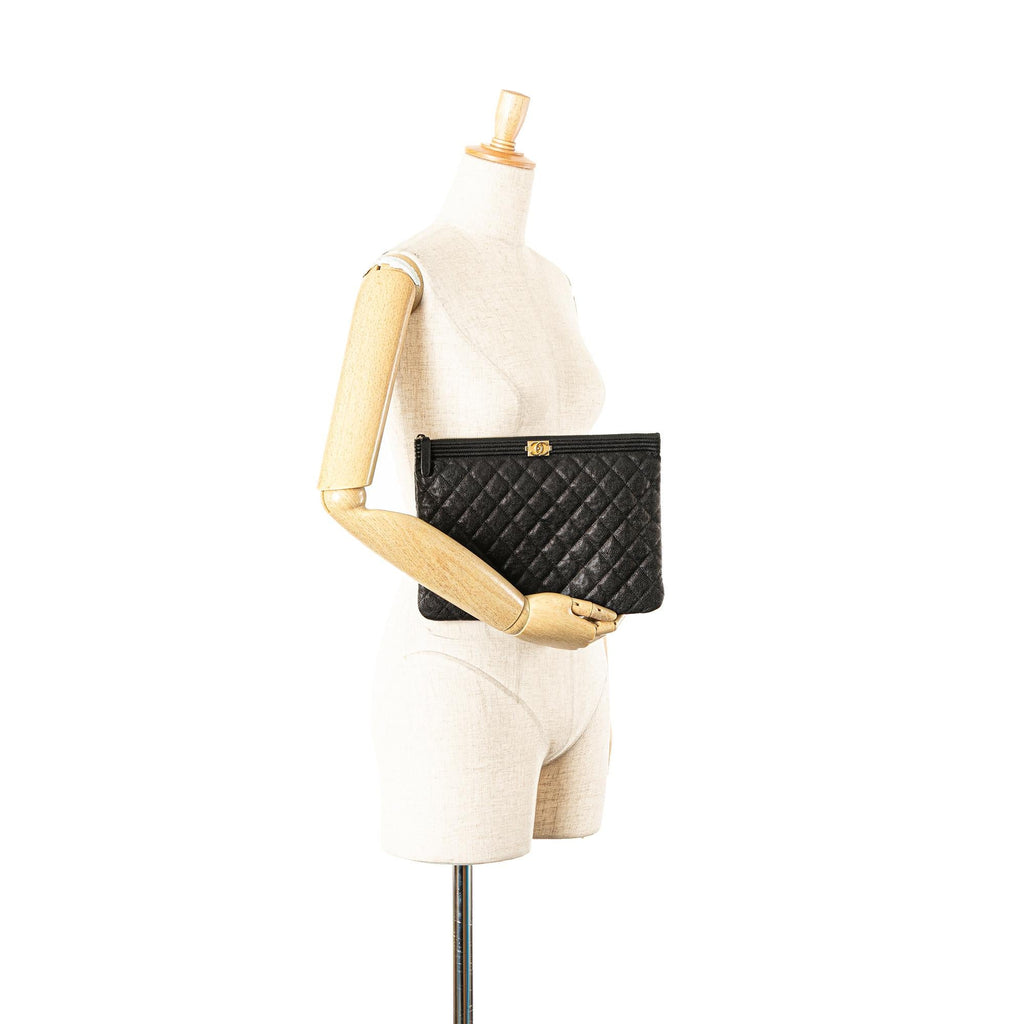 Chanel Medium Quilted Caviar Boy O Case Clutch