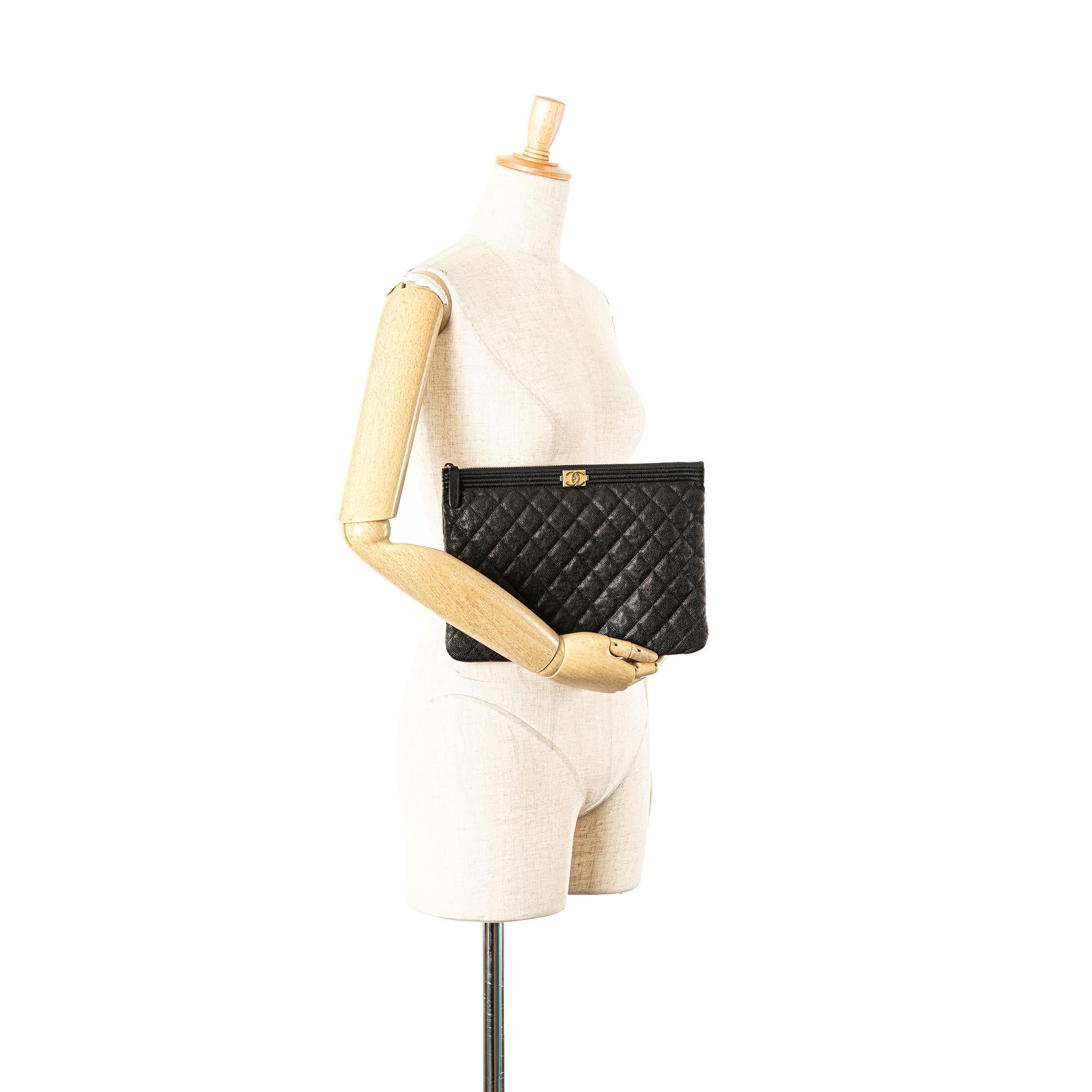 Chanel Medium Quilted Caviar Boy O Case Clutch