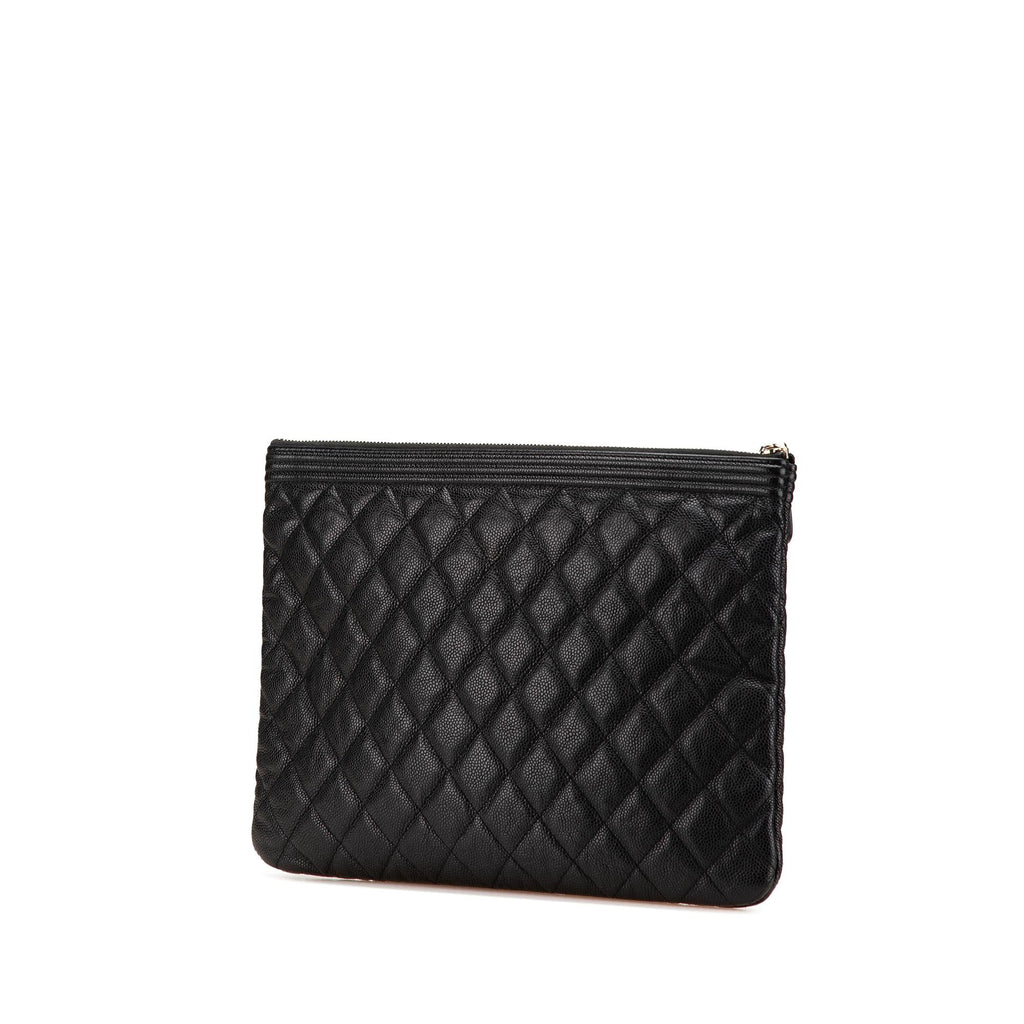 Chanel Medium Quilted Caviar Boy O Case Clutch